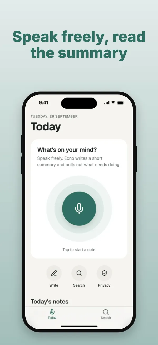 App Store Bild von Echo im Stil Soft: Speak freely, read the summary