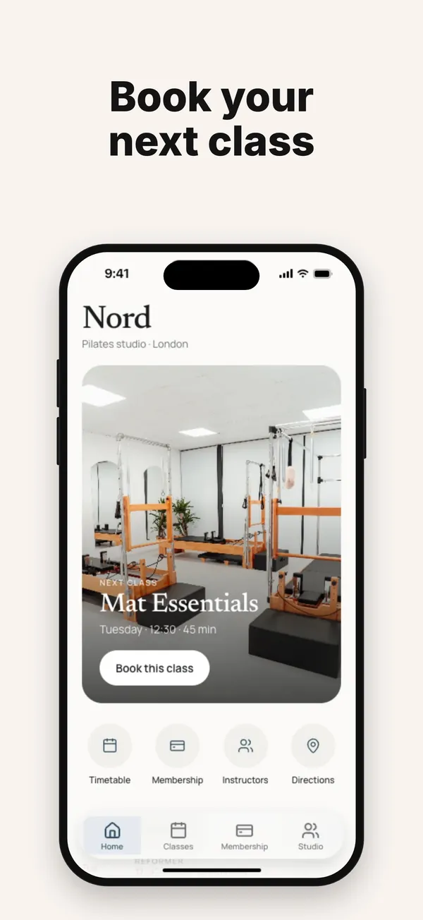 App Store Bild von Nord im Stil Clean: Book your next class