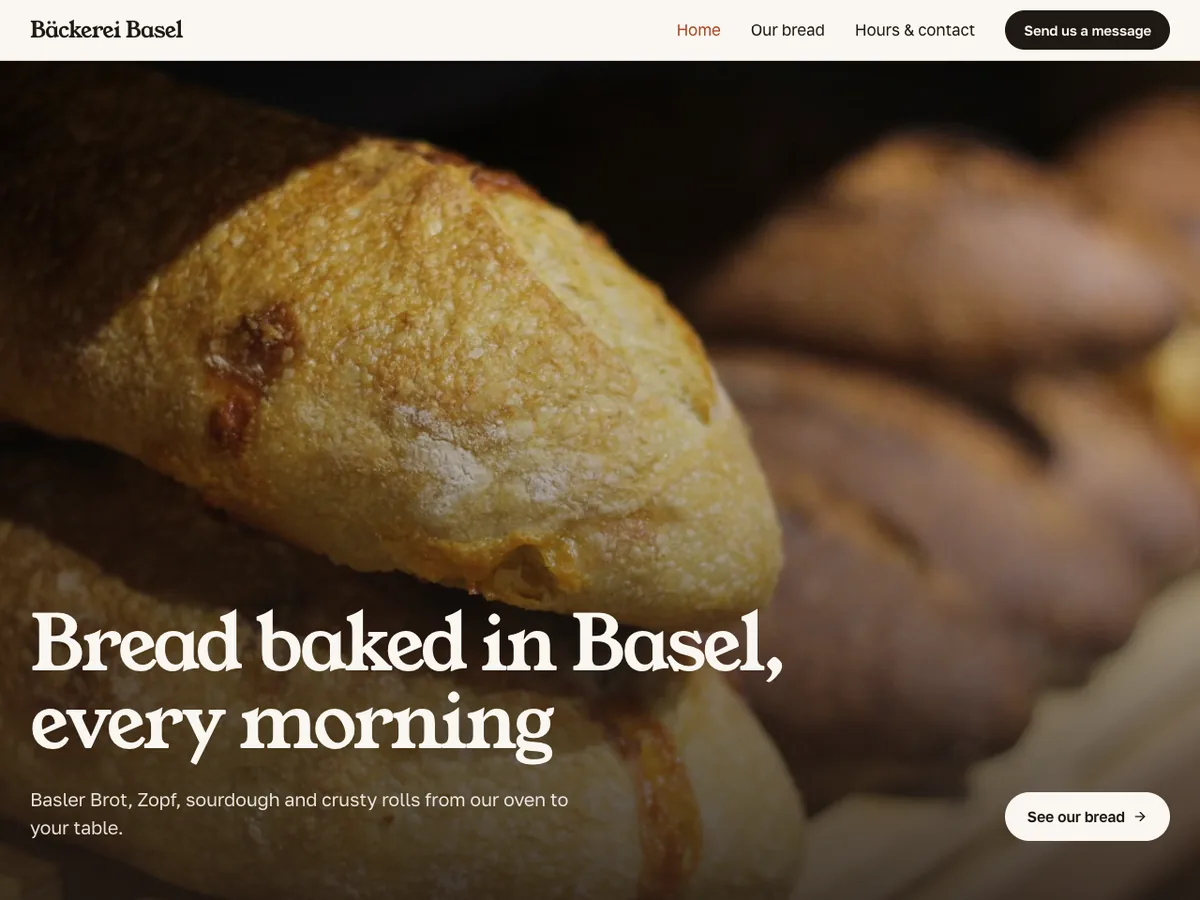 First version of a website: Bakery, Basel