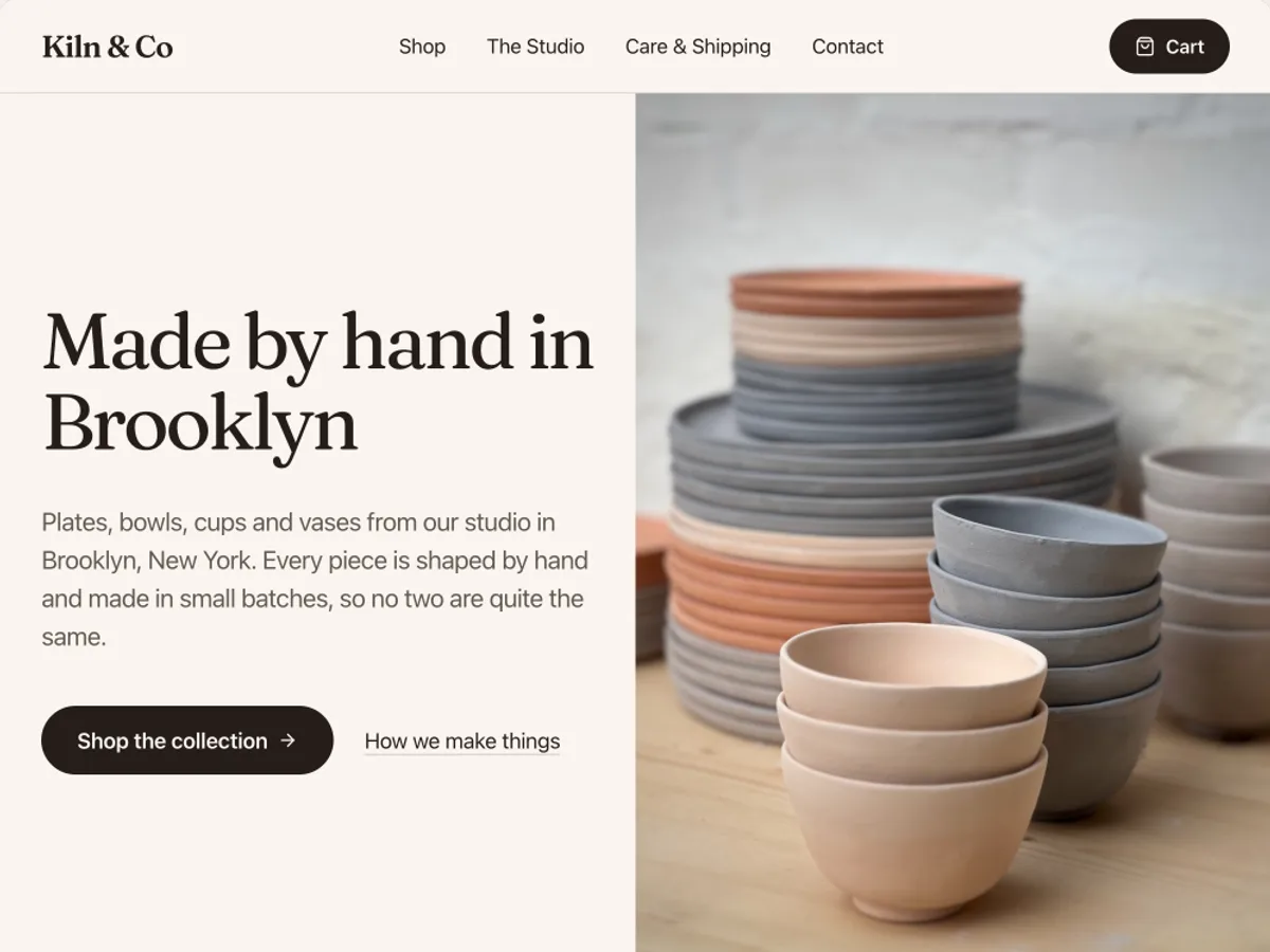 First version of a website: Online shop, Brooklyn