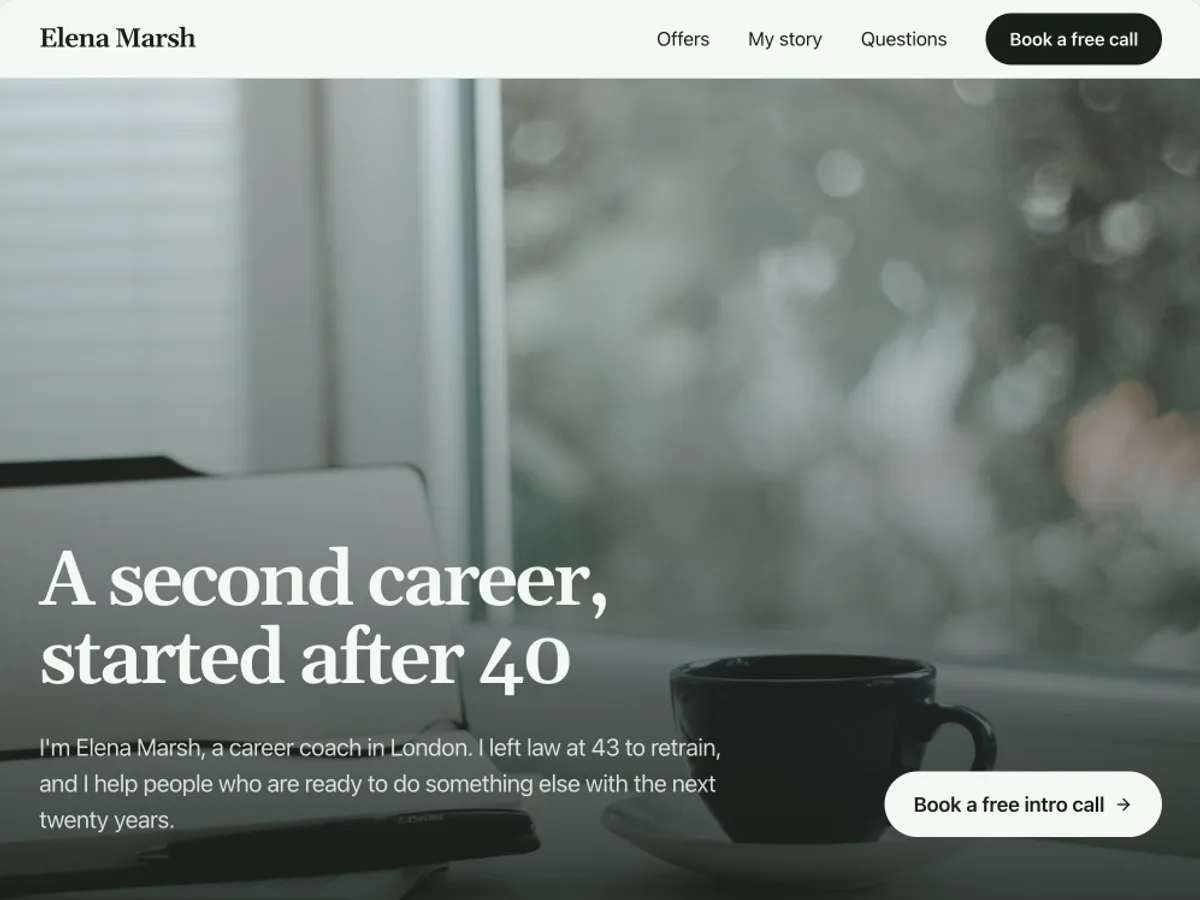 First version of a website: Career coach, London