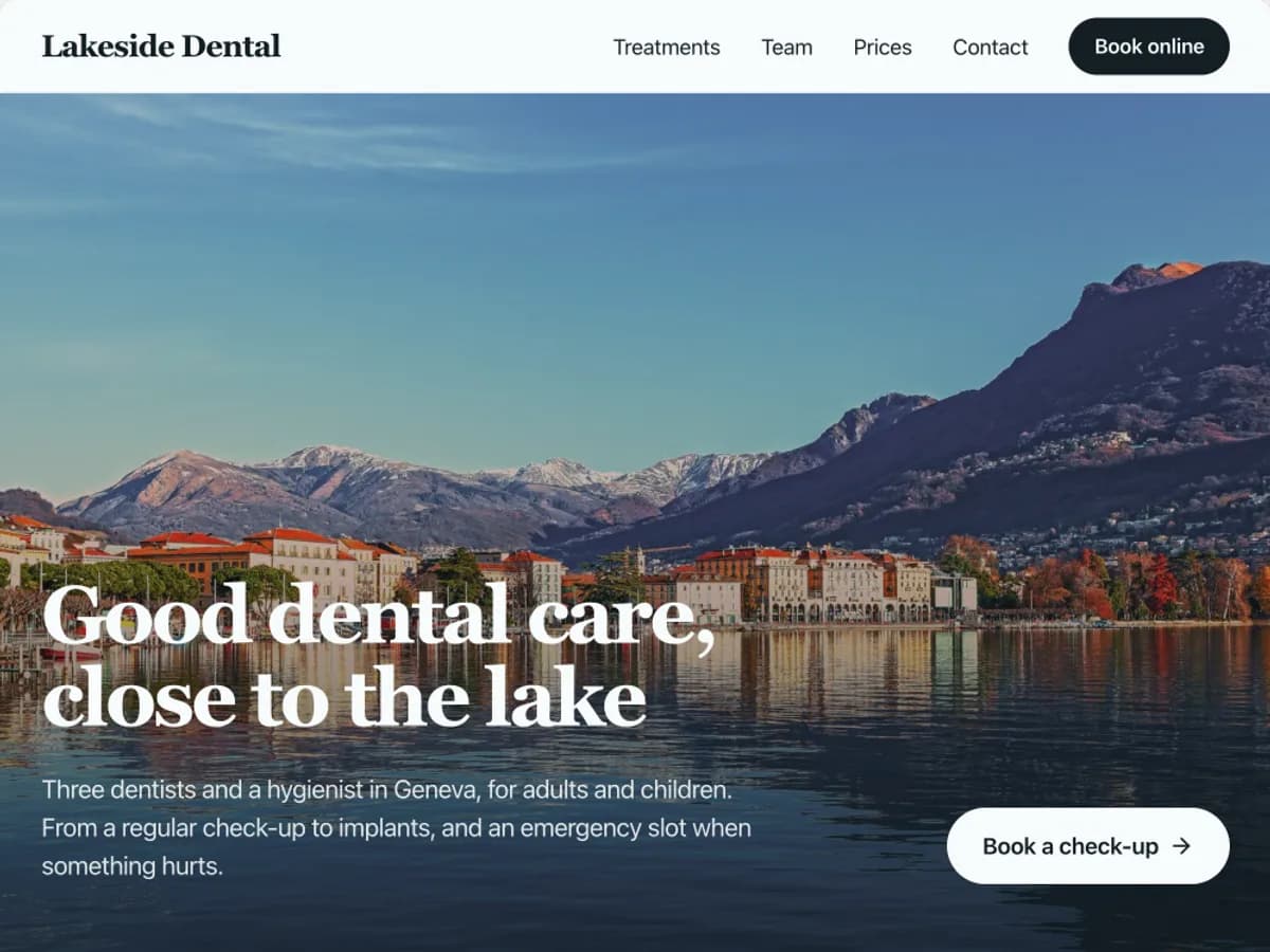 First version of a website: Dental practice, Geneva