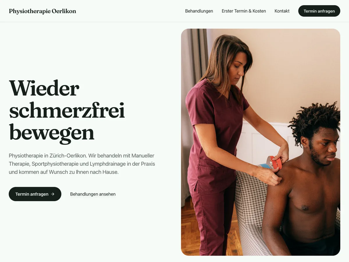 First version of a website: Physiotherapy, Zurich