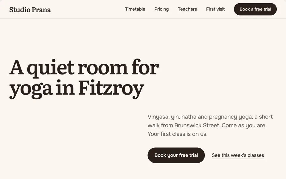 Yoga studio website template